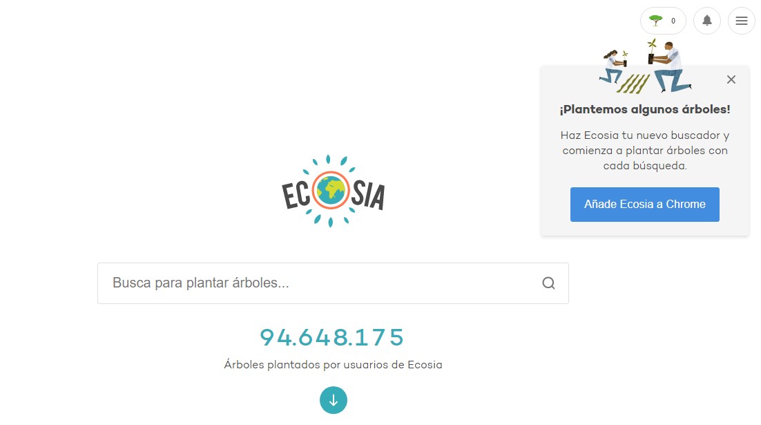 Mejores buscadores de Internet Ecosia